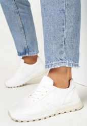 Białe Sneakersy Sznurowane Yerotte. Białe obuwie sportowe damskie Born2be, bez wzorów. Za 79.99 zł.