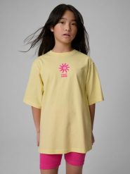 4F T-shirt loose z nadrukiem dziewczęcy - żółty 164 (13-14 lat). Żółte t-shirty i topy dla dziewczynek 4f, bez wzorów, z bawełny, bez ramiączek. Za 59.99 zł.