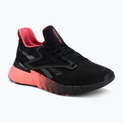 Buty treningowe damskie Reebok Nano Gym. Czarne obuwie sportowe damskie Reebok, bez wzorów, z materiału, na fitness i siłownię. Za 399.99 zł.