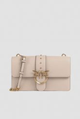 PINKO Beżowa skórzana damska torebka listonoszka Love One Classic ST. Brązowe listonoszki damskie Pinko, bez wzorów, eleganckie, bez dodatków. Za 1,399.99 zł.