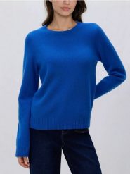 Wełniany sweter - niebieski. Niebieskie swetry damskie Reserved, l, bez wzorów, z dzianiny, bez kołnierzyka, bez ramiączek, bez kaptura. Za 199.99 zł.