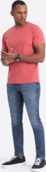 Ombre T-shirt męski klasyczny bawełniany BASIC - koralowy V17 OM-TSBS-0146 L. Pomarańczowe t-shirty męskie Ombre, l, bez wzorów, z bawełny, klasyczne, bez kołnierzyka. Za 29.99 zł.