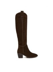 Badura Kozaki C-ANIYA-DX01381 Brązowy. Brązowe kozaki damskie Badura, ze skóry, bez obcasa, na słupku. Za 369.99 zł.