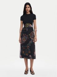 Desigual Sukienka codzienna Paisley 25SWVK32 Czarny Regular Fit. Czarne sukienki damskie Desigual, na co dzień, m, bez wzorów, z syntetyku, bez kołnierzyka, bez ramiączek, proste. Za 339.99 zł.
