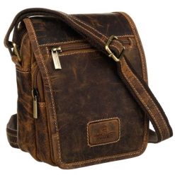 Mała skórzana torba męska na ramię z kieszonką - Peterson. Torby na ramię męskie Peterson, bez wzorów, eleganckie, na ramię, małe. Za 179.99 zł.