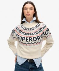 Superdry Sweter Fairisle Branded z poliestru. Brązowe swetry damskie Superdry., bez wzorów, klasyczne, bez kołnierzyka, bez ramiączek, bez kaptura. Za 373.60 zł.