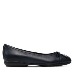 Baleriny Geox. Niebieskie baleriny damskie Geox, bez wzorów, bez obcasa. Za 299.99 zł.