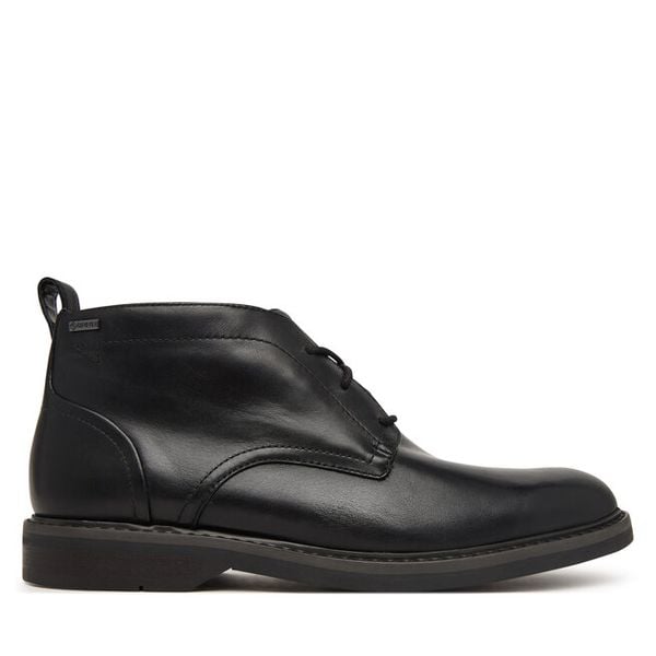 Trzewiki Clarks. Czarne botki męskie Clarks, bez wzorów, z gore-texu, bez zapięcia. Za 649.99 zł.