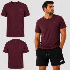 T-SHIRT MĘSKI 4F KOSZULKA BAWEŁNIANA KOLEKCJA LIMITOWANA M3948 SS26. Czerwone koszulki sportowe męskie 4f, m, bez wzorów, z bawełny, bez kołnierzyka, bez ramiączek, na fitness i siłownię. Za 54.99 zł.