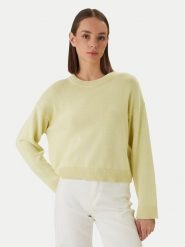 Calvin Klein Sweter LV047D305G Żółty Relaxed Fit. Żółte swetry damskie Calvin Klein, s, bez wzorów, z bawełny, bez kołnierzyka, bez ramiączek, bez kaptura. Za 489.99 zł.