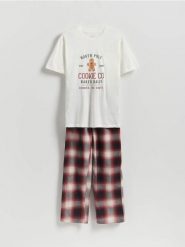 Dwuczęściowa świąteczna piżama - złamana biel. Piżamy męskie Reserved, l, bez wzorów, z bawełny, bez ramiączek. Za 139.99 zł.