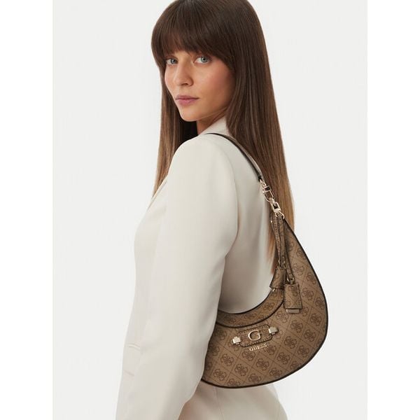 Torebka Guess. Brązowe torebki do ręki damskie Guess, z aplikacjami, klasyczne, bez dodatków. Za 550.99 zł.