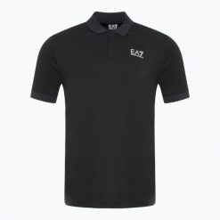 Koszulka męska EA7 Emporio Armani Train 7 Lines Polo black 1200. Czarne koszulki polo męskie EA7 Emporio Armani, m, bez wzorów, z bawełny, eleganckie, bez ramiączek. Za 369.99 zł.