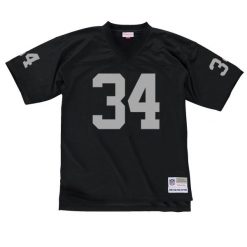 Maillot vinta g e Los Angeles Raiders. Czarne koszulki sportowe męskie Mitchell & Ness, bez wzorów, bez kołnierzyka, bez ramiączek, do piłki nożnej. Za 549.00 zł.