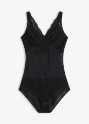 Body modelujące z koronką, lekki stopień modelowania. Czarne bielizna wyszczuplająca bonprix, bez wzorów, z koronki. Za 44.99 zł.