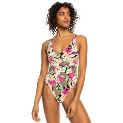 Jednoczęściowy strój kąpielowy PRINTED BEACH CLASSICS Czarny Kobiety. Czarne kostiumy jednoczęściowe damskie Roxy, s, bez wzorów, z elastanu, na fitness i siłownię. W wyprzedaży za 262.45 zł.