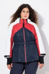 Damskie Kurtka sportowa wodoodporna dwukierunkowy zamek błyskawiczny. Niebieskie kurtki damskie Ulla Popken, plus size, bez wzorów, z materiału, z kapturem. Za 849.99 zł.