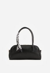 Czarna Torebka Elegancka na Ramię Prostokątna z Apaszką i Paskiem Nesope. Czarne szaliki i chusty damskie Born2be, bez wzorów, eleganckie. Za 119.99 zł.