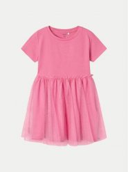 NAME IT Sukienka codzienna Harana 13226043 Różowy Regular Fit. Czerwone sukienki dla dziewczynek Name it, bez wzorów, z bawełny, bez ramiączek. Za 59.99 zł.
