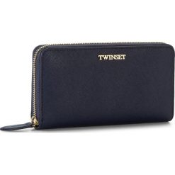 Duży Portfel Damski TWINSET - Portafoglio AA7PDY Blue/Black 00894. Niebieskie portfele damskie Twinset, ze skóry. W wyprzedaży za 359.00 zł.