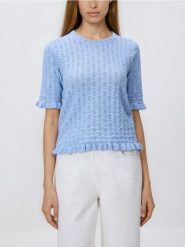 Sweter z wiskozą - jasnoniebieski. Niebieskie swetry damskie Reserved, l, bez wzorów, z dzianiny, bez kołnierzyka, bez ramiączek, bez kaptura. Za 89.99 zł.