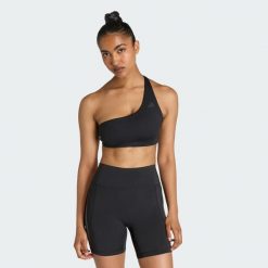 Biustonosz Optime Workout Rib One Shoulder Light Support. Czarne obuwie sportowe damskie Adidas, bez wzorów, na fitness i siłownię. Za 219.00 zł.