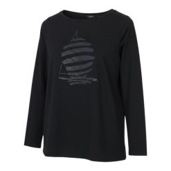 Czarna koszulka damska Marina Yachting z okrągłym dekoltem i kryształkami. Czarne t-shirty damskie 55PROTEC, l, bez wzorów, z bawełny, klasyczne, bez kołnierzyka. Za 231.99 zł.
