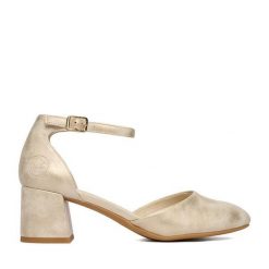 Czółenka Rieker. Żółte czółenka damskie Rieker, bez wzorów, bez obcasa, bez zapięcia. Za 319.99 zł.