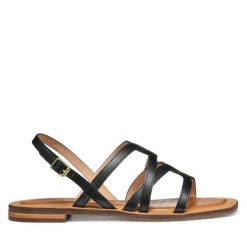 Sandały Geox. Czarne sandały damskie Geox, bez wzorów, bez obcasa, na płaskiej podeszwie, bez zapięcia. Za 239.99 zł.