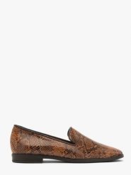 Mokasyny damskie w zwierzęcy print. Brązowe mokasyny damskie Ryłko, ze skóry. Za 329.99 zł.