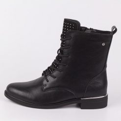 Czarne skórzane botki damskie płaskie Filippo Dbt4747/25. Czarne botki damskie Filippo, na jesień, z polaru, eleganckie, bez obcasa, na obcasie, bez zapięcia. Za 319.00 zł.