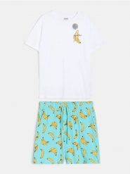 Bawełniana piżama dwuczęściowa z motywem bananów - wielobarwny. Piżamy męskie Sinsay, l, bez wzorów, z bawełny, bez ramiączek. Za 39.99 zł.