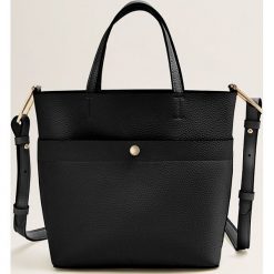 Mango - Torebka Mistik. Czarne torebki shopper damskie Mango, w paski, z materiału. Za 69.90 zł.
