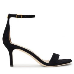 Sandały LAUREN RALPH LAUREN. Czarne sandały damskie Lauren Ralph Lauren, bez wzorów, bez obcasa, na szpilce, bez zapięcia. Za 629.99 zł.