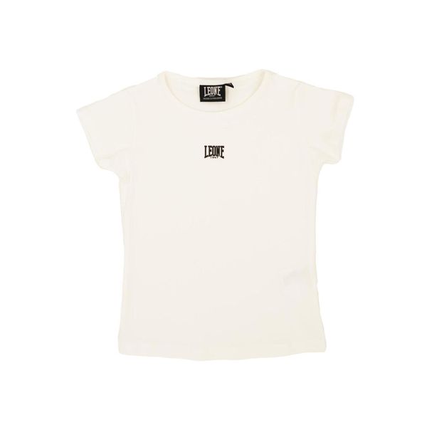 Energetyczna koszulka dla dziewczynki. Białe bluzki dla dziewczynek LEONE 1947 APPAREL, bez wzorów, bez ramiączek. W wyprzedaży za 55.90 zł.