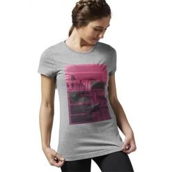 Koszulka sportowa damska Reebok AA9391. Szare koszulki sportowe damskie Reebok, xs, bez wzorów, z materiału, bez kołnierzyka, bez ramiączek, na fitness i siłownię. Za 124.00 zł.