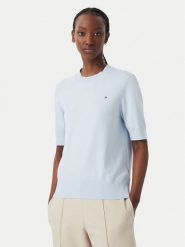 Tommy Hilfiger Bluzka WW0WW49705 Niebieski Slim Fit. Niebieskie bluzki damskie Tommy Hilfiger, xs, bez wzorów, z bawełny, bez kołnierzyka, bez ramiączek. Za 369.99 zł.