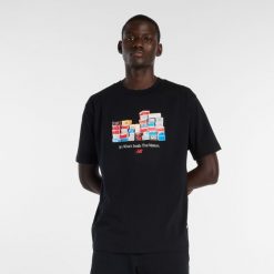 Koszulka męska New Balance MT61H0DXBK – czarna. Czarne koszulki sportowe męskie New Balance, m, z aplikacjami, z bawełny, bez kołnierzyka, bez ramiączek. Za 169.99 zł.