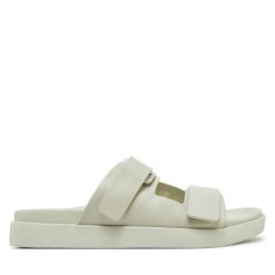 Sandały Calvin Klein. Brązowe sandały damskie Calvin Klein, bez wzorów, bez obcasa, na płaskiej podeszwie, bez zapięcia. Za 279.99 zł.