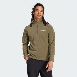 Kurtka Multi Essentials 1/2 Zip Fleece. Brązowe kurtki męskie Adidas, s, bez wzorów, z materiału, bez kaptura. Za 179.00 zł.