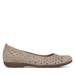 Baleriny Gabor. Brązowe baleriny damskie Gabor, bez wzorów, bez obcasa. Za 479.99 zł.