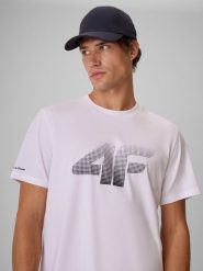 4F T-shirt regular z nadrukiem męski - biały XXL. Białe t-shirty męskie 4f, m, bez wzorów, z bawełny, biznesowe, bez kołnierzyka. Za 69.99 zł.