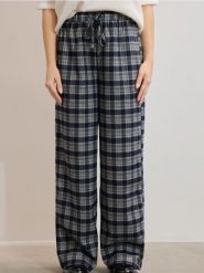 Spodnie wide leg w kratę - wielobarwny. Spodnie materiałowe damskie Sinsay, l, bez wzorów. W wyprzedaży za 29.99 zł.