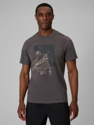 4F T-shirt regular z nadrukiem męski - szary XXL. Szare t-shirty męskie 4f, m, bez wzorów, z bawełny, bez kołnierzyka. Za 69.99 zł.