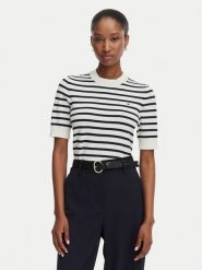 Tommy Hilfiger Sweter WW0WW49705 Kremowy Regular Fit. Białe swetry damskie Tommy Hilfiger, l, bez wzorów, z bawełny, bez kołnierzyka, bez ramiączek, bez kaptura. Za 299.99 zł.