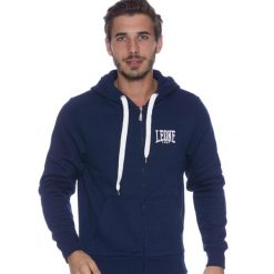 Męska bluza Leone 1947 Apparel Logo z haftem. Niebieskie bluzy męskie LEONE 1947 APPAREL, z tkaniny, bez zapięcia, na fitness i siłownię. Za 159.14 zł.