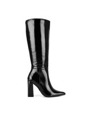 Nine West Kozaki WFA2830-1 Czarny. Czarne kozaki damskie Nine West, z materiału, bez obcasa, na słupku. Za 329.99 zł.