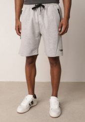 Szare Dresowe Szorty Sportowe z Bawełną i Kieszeniami na Suwak Rharanin. Szare krótkie spodenki sportowe męskie Born2be, l, bez wzorów, z bawełny, na fitness i siłownię. Za 69.99 zł.