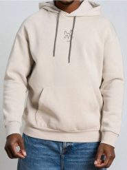 Bluza hoodie z nadrukiem - kremowy. Białe bluzy męskie Sinsay, l, bez wzorów, bez kaptura. Za 49.99 zł.