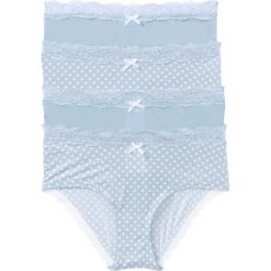 Figi z mikrofibry "maxi panty" (4 pary) bonprix pudrowy niebieski - biały z nadrukiem. Figi damskie marki bonprix. Za 55.96 zł.
